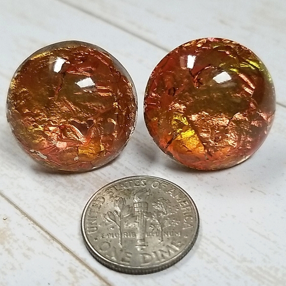 Vintage Mid Century Screw Back Foiled Lucite Acrylic Earrings - Picture 8 of 10